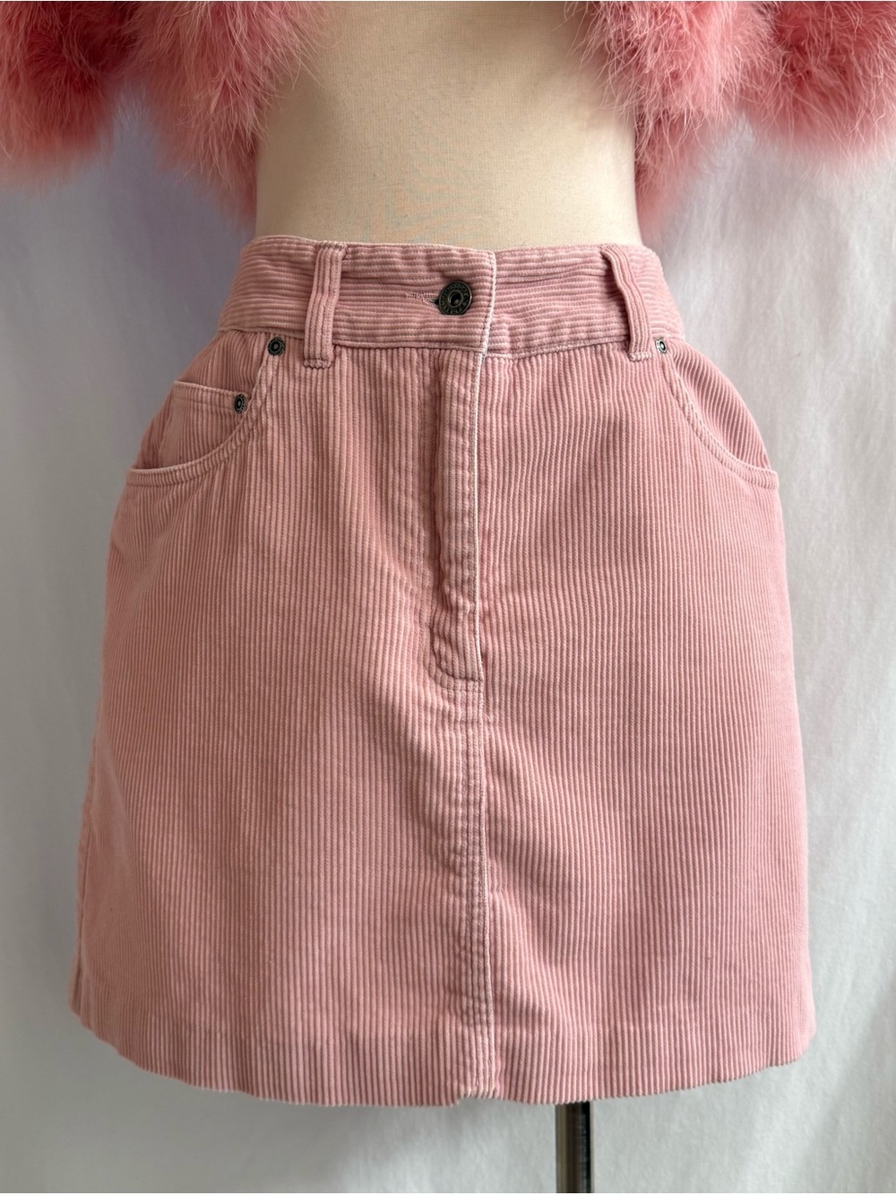 Y2K Pink Corduroy Mini Skirt